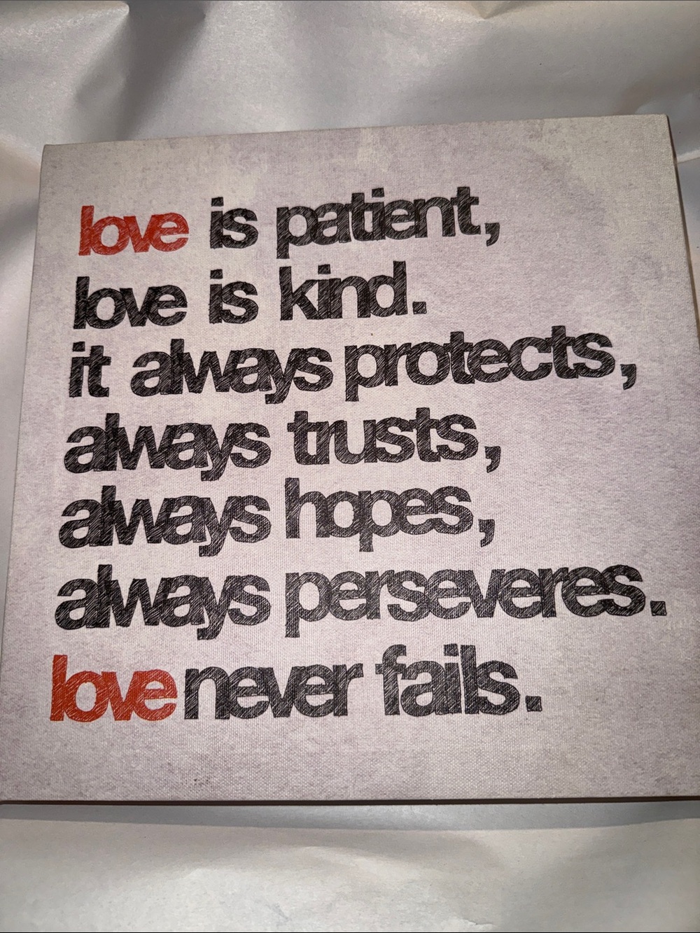 Love Typography Canvas Print - Red & Black Text